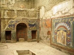 Casa de Nettuno e Anfitrite, em Herculano. Essa casa é assim conhecida por causa do grande mosaico preservado na sala principal. Foto: divulgação.